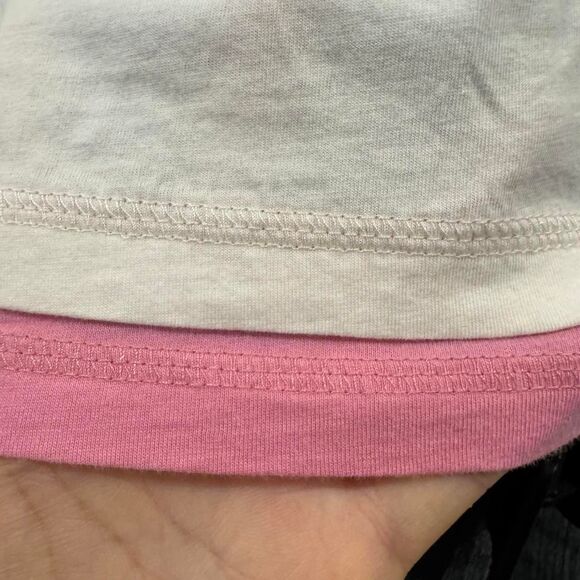 Y2K GAP Kids XL Graphic Tee Embroidered Pink Layered Baby Tee - Picture 6 of 8